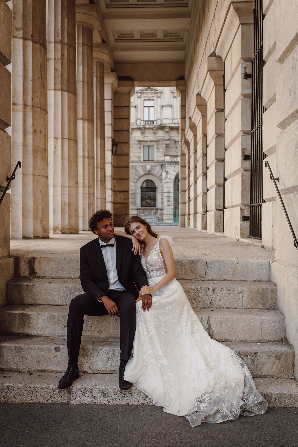 City Wedding Vienna Austria with Maryke Bespoke Bridal Lace Wedding Dress