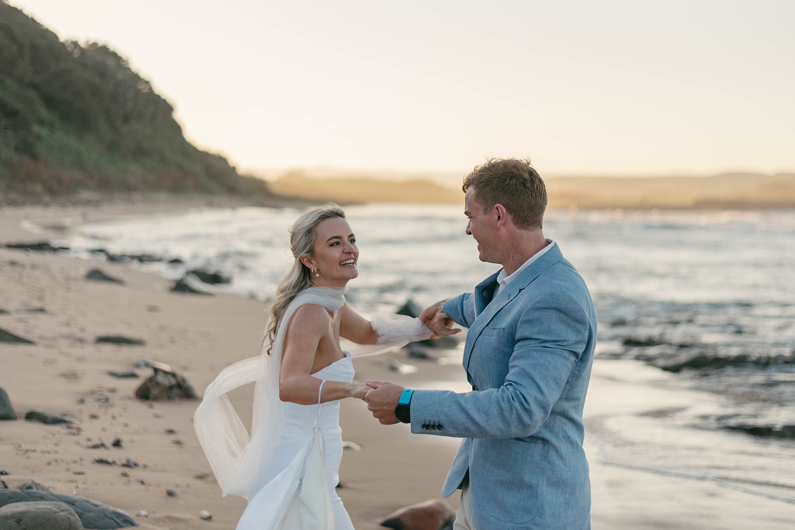 simple wedding dress with front drape detail
