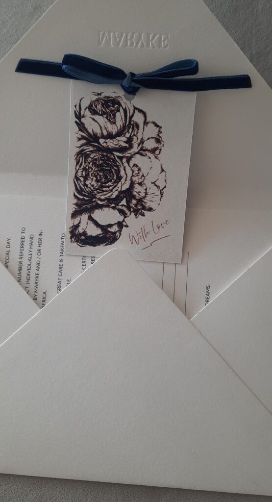 South African Bridal Designer Maryke Certificate of Authenticity