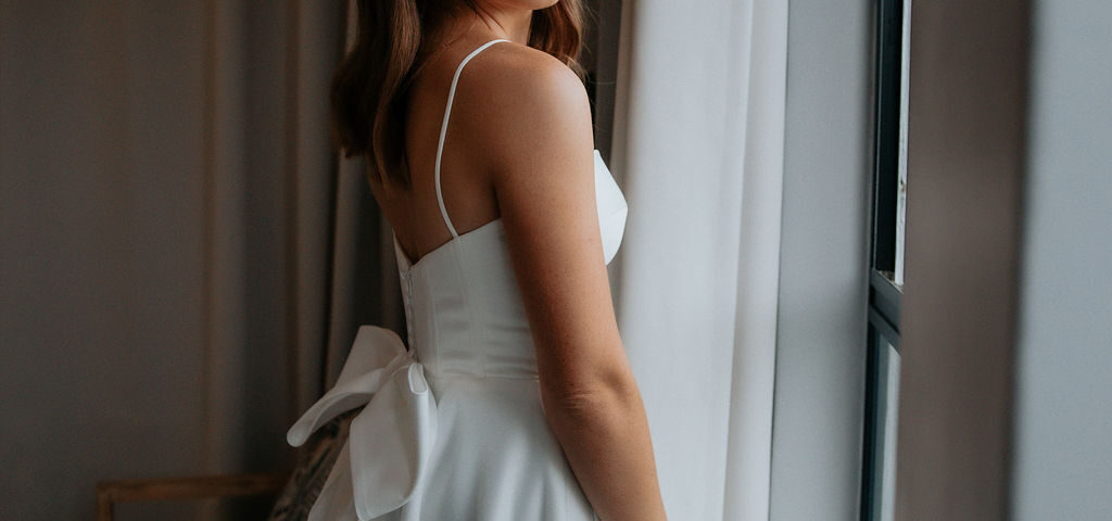Elegant Satin Corset Wedding Dress with Bow