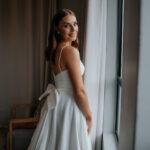 Elegant Satin Corset Wedding Dress with Bow
