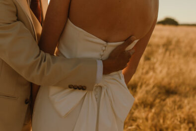 Simple Elegant Crepe Wedding Dress with Bow